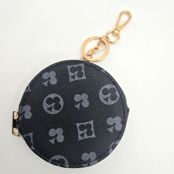 Black and Gray Monogram Coin Pouch - Picture 2 of 13